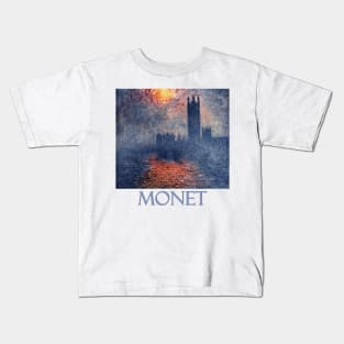 Houses of Parliament at Sunset by Claude Monet Kids T-Shirt